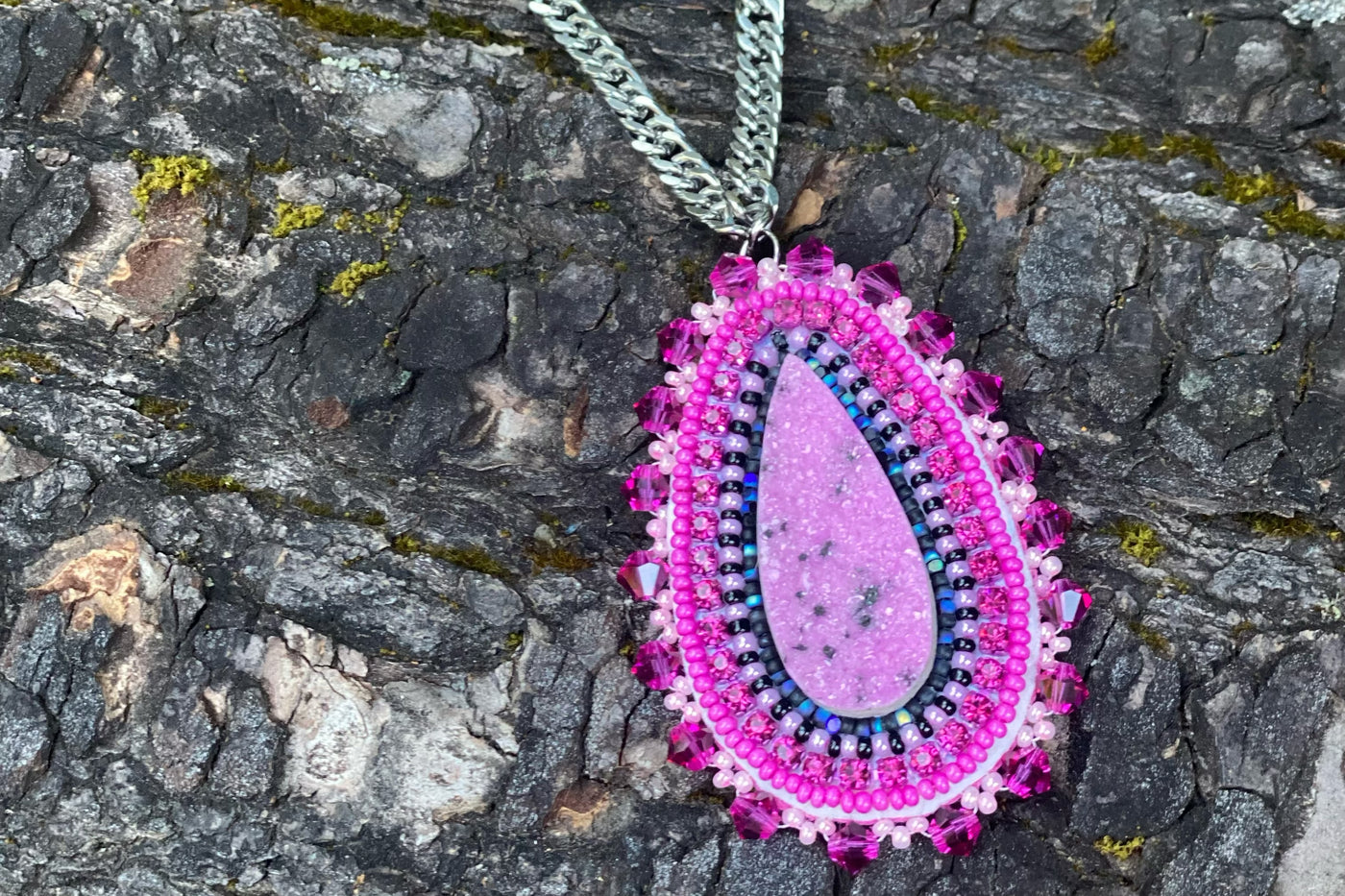 Pink gemstone necklace