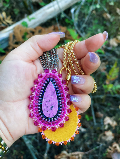 Pink gemstone necklace